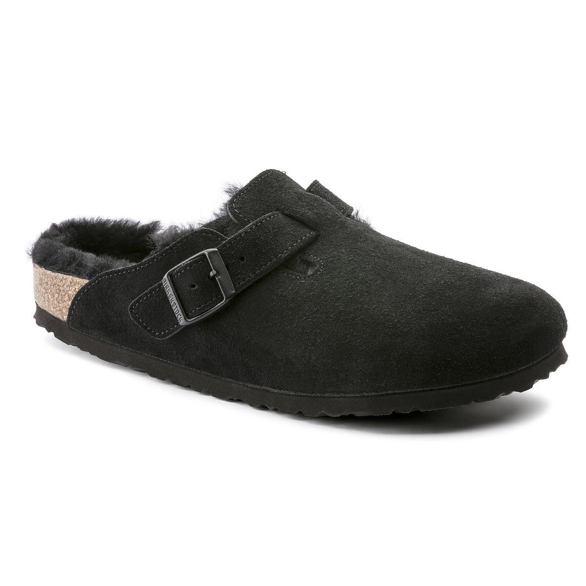 Boston Shearling Suede Leather in Black – Birkenstock NZ