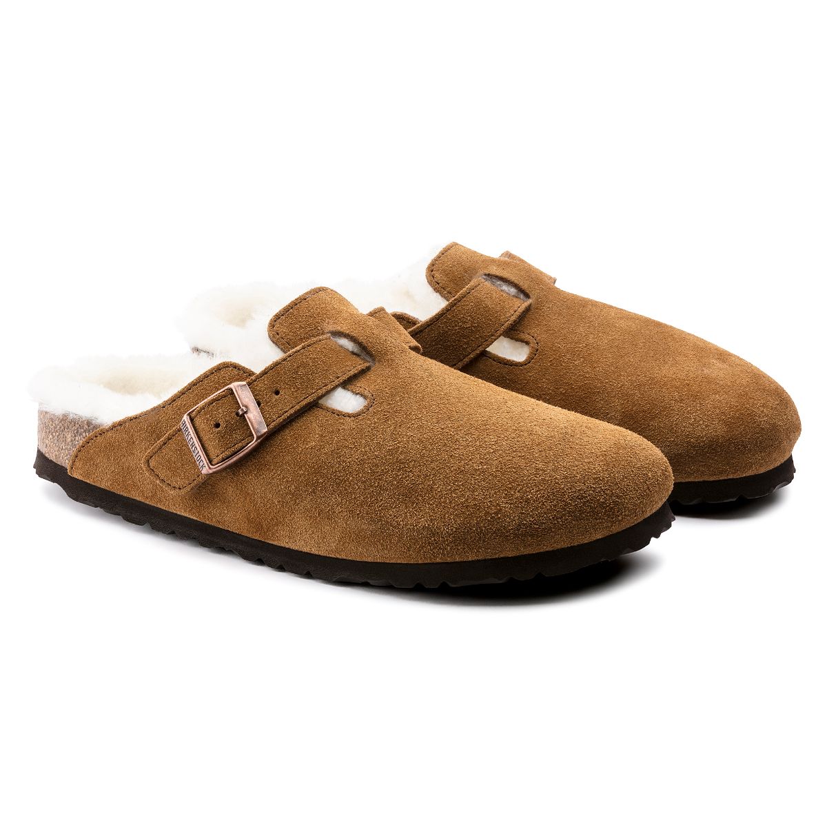 靴 Birkenstock Boston Shearling Suede Boston Shearling Suede Leather in Mink – BIRKENSTOCK NZ