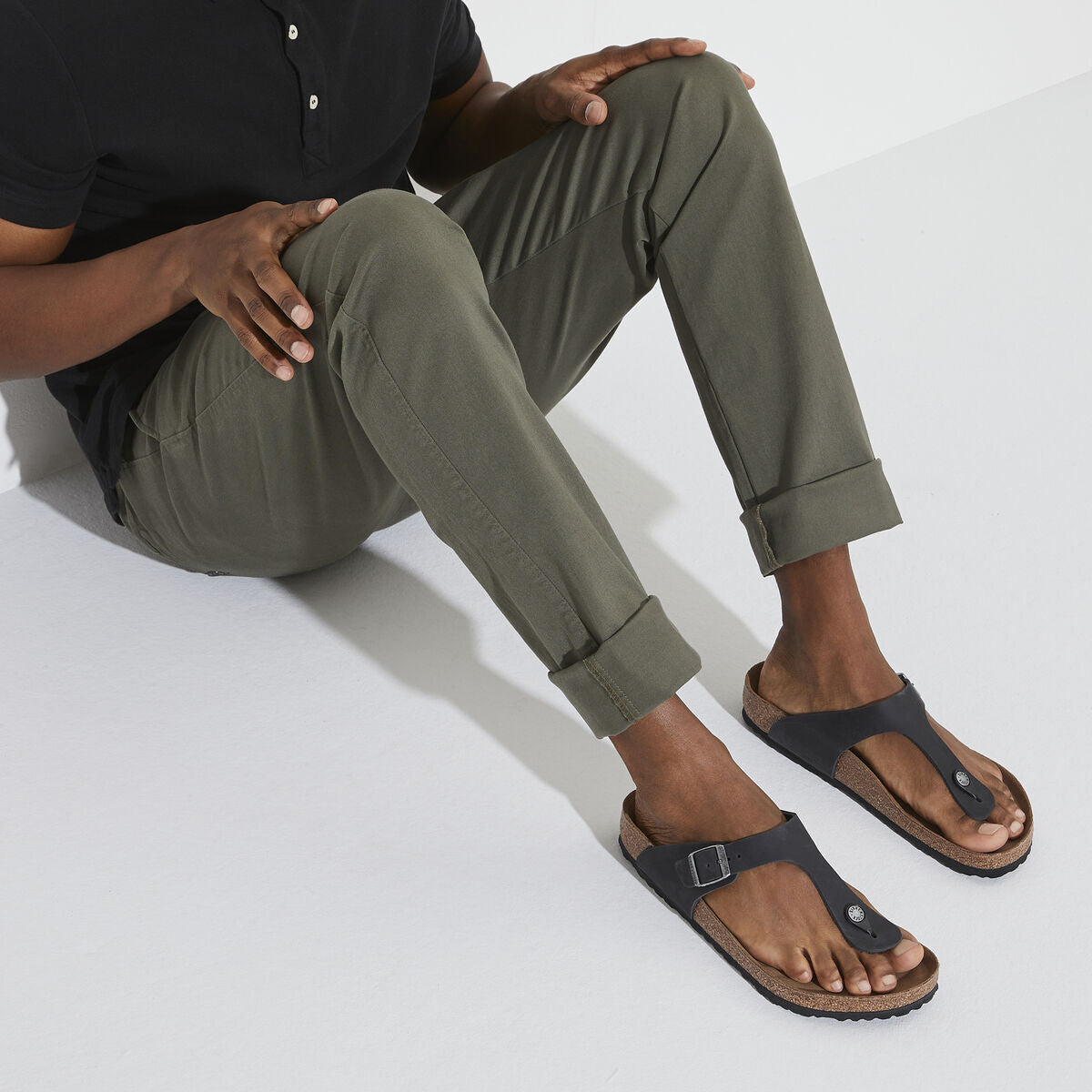 Gizeh Oiled Leather in Black – Birkenstock NZ - Main Image