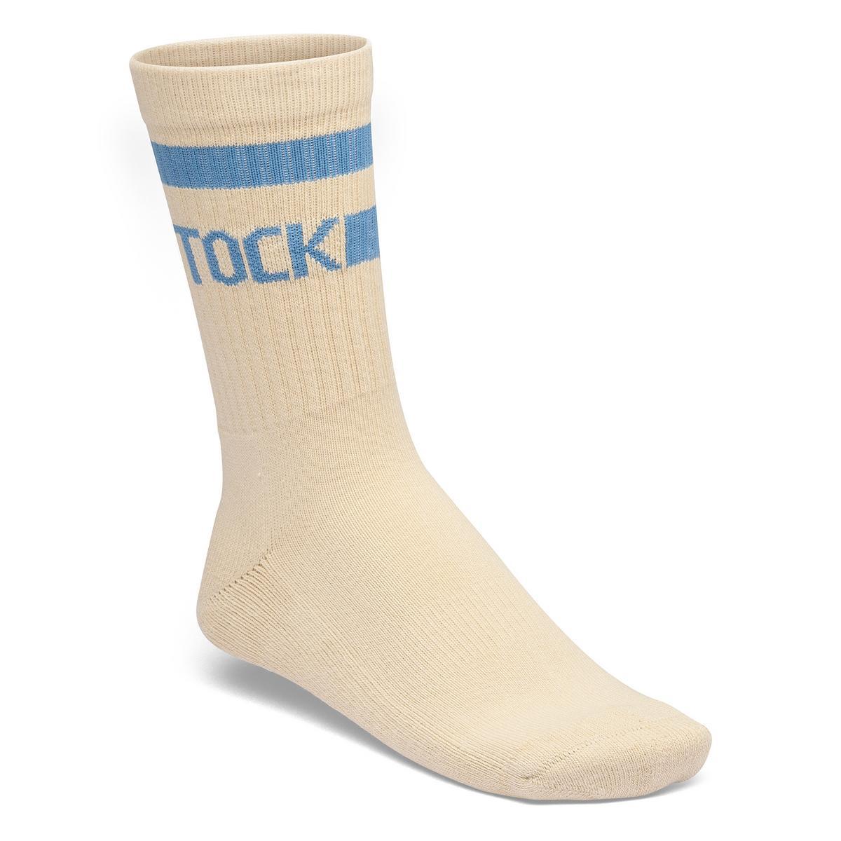 Birkenstock Crew Stripe Socks Oatmeal/Archive Denim Blue - Image 1
