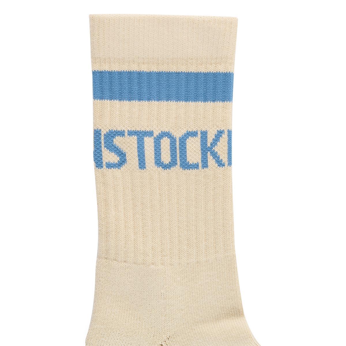 Birkenstock Crew Stripe Socks Oatmeal/Archive Denim Blue - Image 2