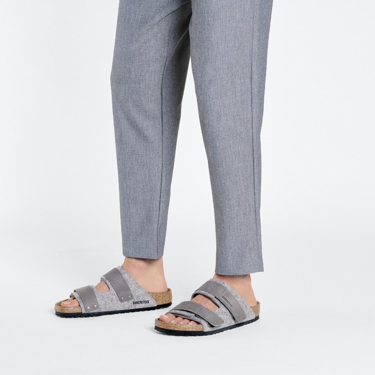 Uji Natural Leather Felt in Light Grey Birkenstock NZ